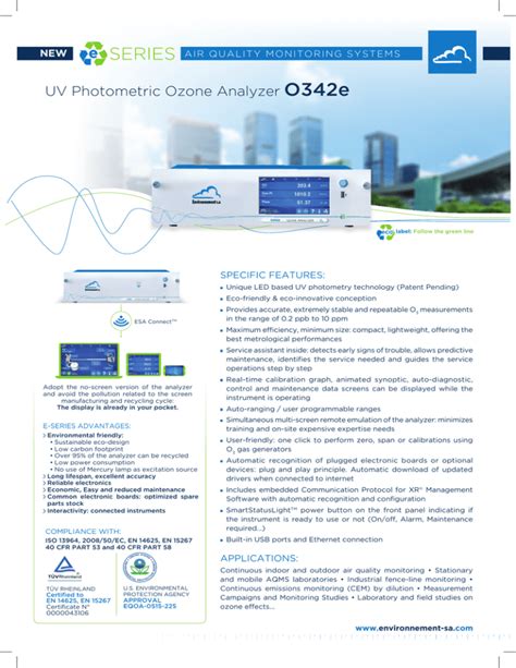 O342e UV Photometric Ozone An 